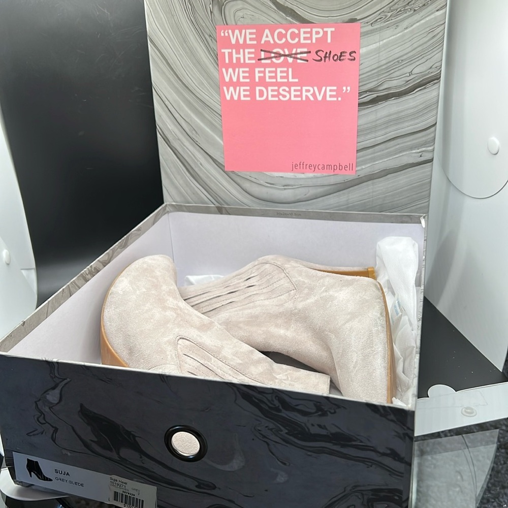 Jeffrey Campbell gray suede Suja heel booties size 9 